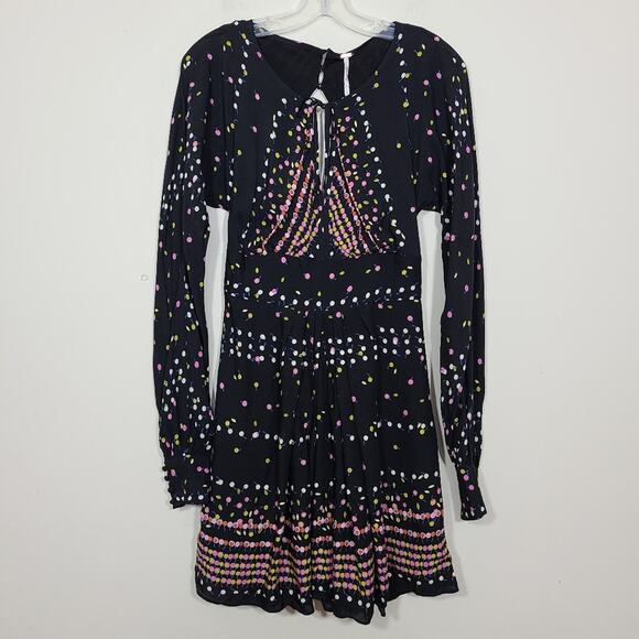 Free People Dresses & Skirts - Free People Coryn  Black Combo Long Sleeves Dress Size 2
